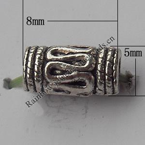  Bead Zinc Alloy Jewelry Findings Lead-free, 5x8mm Hole:2mm, Sold by Bag