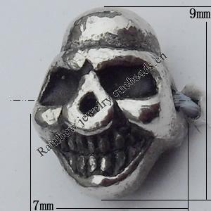 Bead Zinc Alloy Jewelry Findings Lead-free, Skeleton 7x9mm Hole:1mm, Sold by Bag