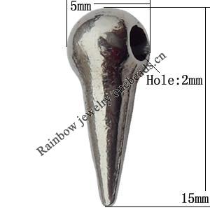 Bead Zinc Alloy Jewelry Findings Lead-free, 15x5mm Hole:2mm, Sold by Bag