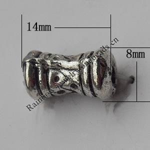  Bead Zinc Alloy Jewelry Findings Lead-free, 8x15mm Hole:2.5mm, Sold by Bag