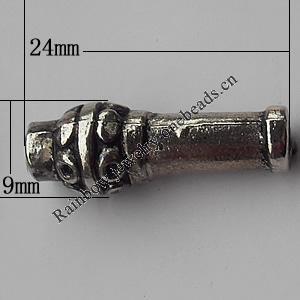  Bead Zinc Alloy Jewelry Findings Lead-free, 24x9mm Hole:3mm, Sold by Bag