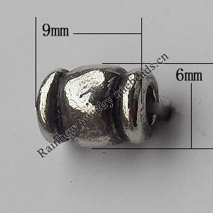  Bead Zinc Alloy Jewelry Findings Lead-free, 6x9mm Hole:2.5mm, Sold by Bag