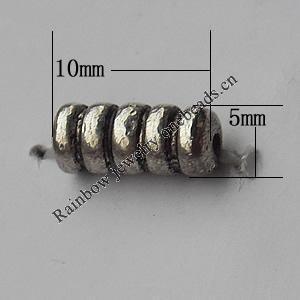  Bead Zinc Alloy Jewelry Findings Lead-free, 5x10mm Hole:1mm, Sold by Bag