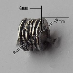  Bead Zinc Alloy Jewelry Findings Lead-free, 4x7mm Hole:3mm, Sold by Bag