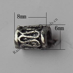  Bead Zinc Alloy Jewelry Findings Lead-free, 8x6mm Hole:3mm, Sold by Bag