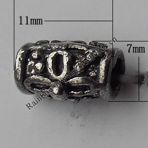  Bead Zinc Alloy Jewelry Findings Lead-free, 7x11mm Hole:3mm, Sold by Bag