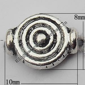 Bead Zinc Alloy Jewelry Findings Lead-free, Flat Bottle 10x8mm Hole:1mm, Sold by Bag