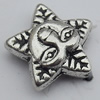Bead Zinc Alloy Jewelry Findings Lead-free, Star 11mm Hole:1mm, Sold by Bag