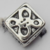 Bead Zinc Alloy Jewelry Findings Lead-free, Diamond 6x6mm Hole:1mm, Sold by Bag
