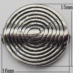 Bead Zinc Alloy Jewelry Findings Lead-free, 15x16mm Hole:1mm, Sold by Bag