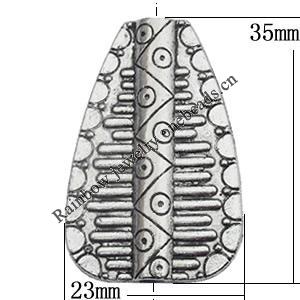 Bead Zinc Alloy Jewelry Findings Lead-free, Leaf 23x35mm Hole:3mm, Sold by Bag