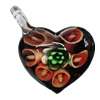 Inner Flower Handmade Lampwork Pendants, Heart 40x30mm Hole:5mm, Sold by PC