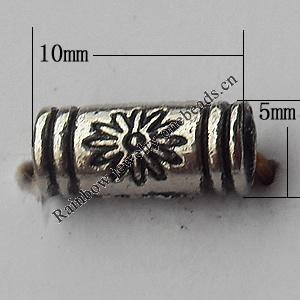  Bead Zinc Alloy Jewelry Findings Lead-free, 10x5mm Hole:2mm, Sold by Bag