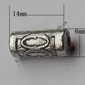  Bead Zinc Alloy Jewelry Findings Lead-free, 14x6mm Hole:2mm, Sold by Bag
