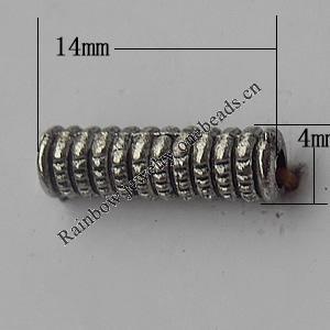  Bead Zinc Alloy Jewelry Findings Lead-free, 14x4mm Hole:2mm, Sold by Bag