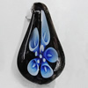 Inner Flower Handmade Lampwork Gold Sand Pendants, Teardrop 45x27mm Hole:7mm, Sold by PC