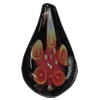 Inner Flower Handmade Lampwork Gold Sand Pendants, Teardrop 45x27mm Hole:7mm, Sold by PC