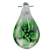 Inner Flower Handmade Lampwork Pendants, Teardrop 45x27mm Hole:7mm, Sold by PC