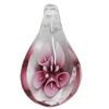 Inner Flower Handmade Lampwork Pendants, Teardrop 45x27mm Hole:7mm, Sold by PC