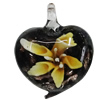 Inner Flower Handmade Lampwork Gold Sand Pendants, Heart 42x34mm Hole:7mm, Sold by PC