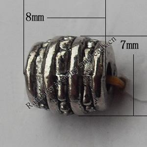  Bead Zinc Alloy Jewelry Findings Lead-free, 7x8mm Hole:2.5mm, Sold by Bag