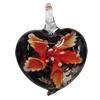 Inner Flower Handmade Lampwork Gold Sand Pendants, Heart 42x34mm Hole:7mm, Sold by PC