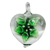 Inner Flower Handmade Lampwork Pendants, Heart 42x34mm Hole:5mm, Sold by PC