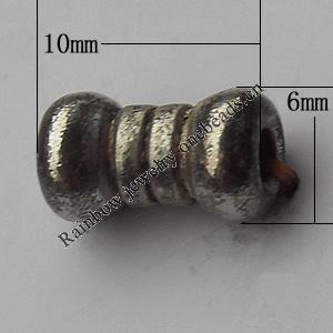 Bead Zinc Alloy Jewelry Findings Lead-free, 6x10mm Hole:2mm, Sold by Bag