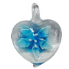 Inner Flower Handmade Lampwork Pendants, Heart 42x34mm Hole:5mm, Sold by PC