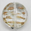 Handmade Lampwork Gold Sand Beads, Flat Round 20mm Hole:1mm, Sold by PC