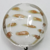 Inner Flower Handmade Lampwork Gold Sand Beads, Flat Round 20mm Hole:1mm, Sold by PC