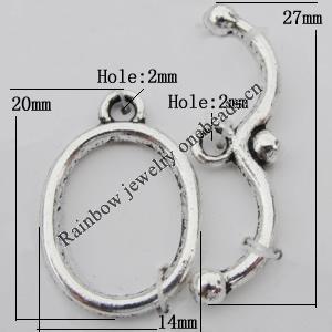 Clasp Zinc Alloy Jewelry Findings Lead-free, 20x14mm,27x8mm, Hole:2mm, Sold by KG