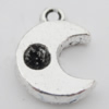 Pendant Zinc Alloy Jewelry Findings Lead-free, Moon 11x15mm Hole:2mm, Sold by Bag