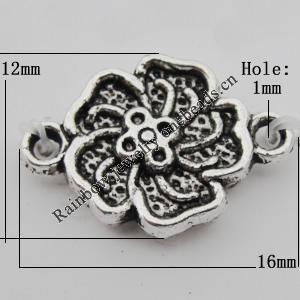 Connector Zinc Alloy Jewelry Findings Lead-free, 16x12mm, Hole:1mm, Sold by Bag