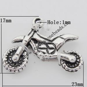 Pendant Zinc Alloy Jewelry Findings Lead-free,  Motorcycle  23x17mm Hole:1mm, Sold by Bag