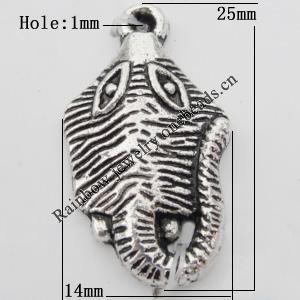 Pendant Zinc Alloy Jewelry Findings Lead-free, 14x25mm Hole:1mm, Sold by Bag