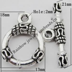 Clasp Zinc Alloy Jewelry Findings Lead-free, 18x13mm,21x7mm, Hole:2mm, Sold by KG