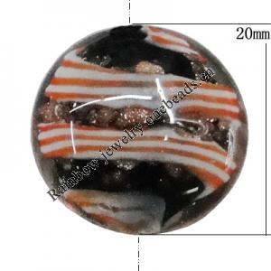 Handmade Lampwork Gold Sand Beads, Flat Round 20mm Hole:1mm, Sold by PC