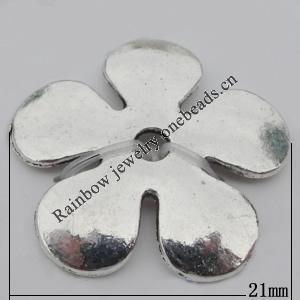 Bead Caps Zinc Alloy Jewelry Findings Lead-free, Flower 21x21mm, Hole:2mm, Sold by Bag