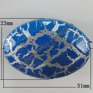 Crackle Acrlylic Beads, Flat Oval 31x23mm, Hole:1mm, Sold by Bag