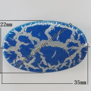 Crackle Acrlylic Beads, Flat Oval 35x22mm, Hole:2.5mm, Sold by Bag