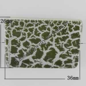 Crackle Acrlylic Beads, Rectangle 36x26mm, Hole:1mm, Sold by Bag