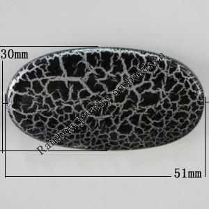 Crackle Acrlylic Beads, Flat Oval 51x30mm, Hole:3mm, Sold by Bag