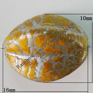 Crackle Acrlylic Beads, Edge Oval 16x10mm, Hole:2mm, Sold by Bag