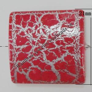 Crackle Acrlylic Beads, Square 21mm, Hole:2.5mm, Sold by Bag