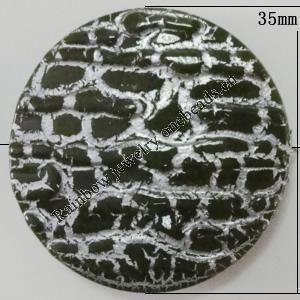 Crackle Acrlylic Beads, Flat Round 35mm, Hole:1.5mm, Sold by Bag