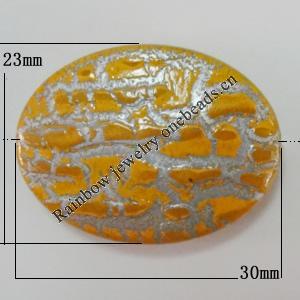 Crackle Acrlylic Beads, Flat Oval 30x23mm, Hole:2mm, Sold by Bag