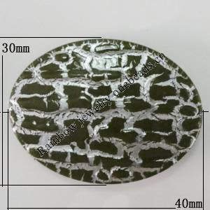 Crackle Acrlylic Beads, Flat Oval 40x30mm, Hole:1.5mm, Sold by Bag
