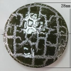 Crackle Acrlylic Beads, Flat Round 28mm, Hole:2mm, Sold by Bag