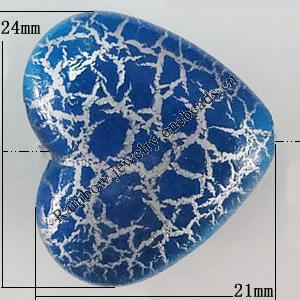 Crackle Acrlylic Beads, Heart 24x21mm, Hole:2mm, Sold by Bag